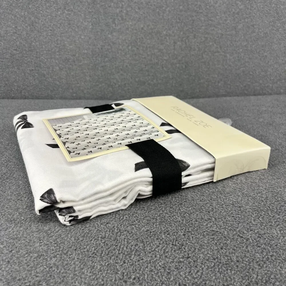 Rachel Zoe Shower Curtain White Black Bows Fabric 72